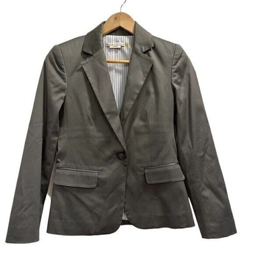 alice & olivia towork blazer gray size small - Picture 1 of 8